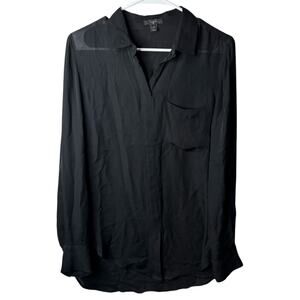 J. Crew Semi Sheer Black Blouse Size 8 Classic Staple Capsule Wardrobe